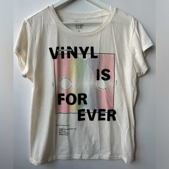 CHASER - Vinyl is Forever - Short Sleeve Crew Neck Graphic T-Shirt - Cream - XS - Picture 3 of 8